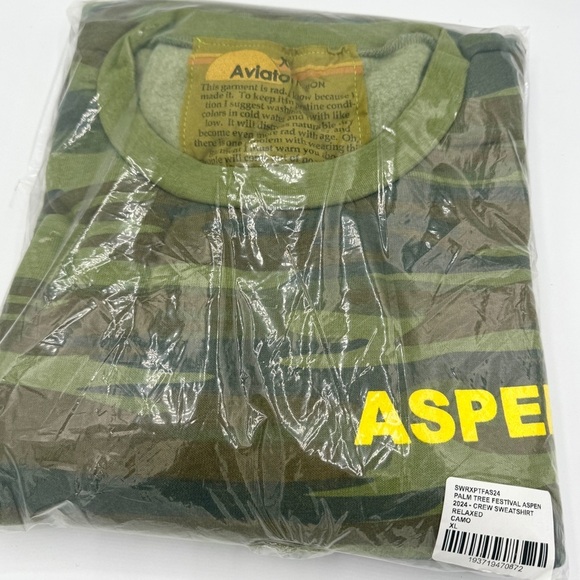 NWT Aviator Nation Palm Tree Festival Green Camo Crewneck Sweatshirt relaxed - Picture 3 of 14